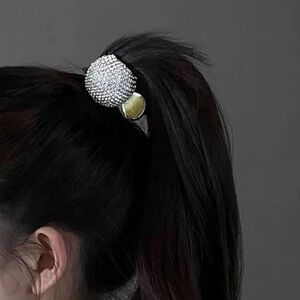 Beautiful Gold and Silver Ponytail Cover Hair Claw with Diamonds Luxury Evening